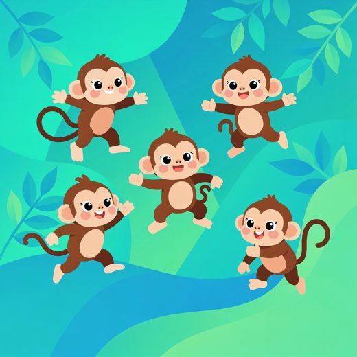 Five Little Monkeys 插画缩略图